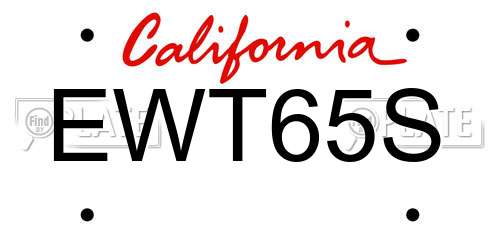 EWT65S California License Plate