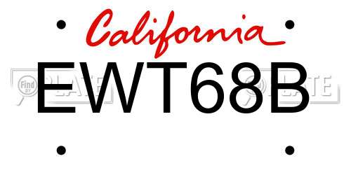 EWT68B California License Plate