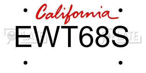 EWT68S California License Plate