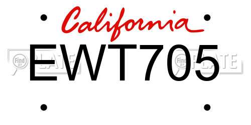 EWT705 California License Plate