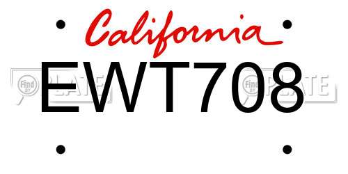 EWT708 California License Plate