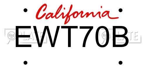 EWT70B California License Plate