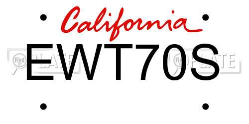 EWT70S California License Plate