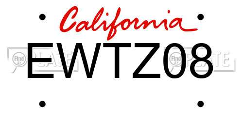 EWTZ08 California License Plate