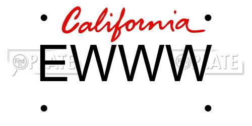 EWWW California License Plate