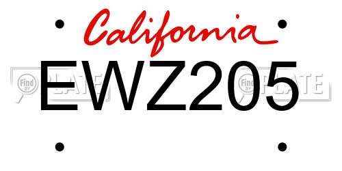 EWZ205 California License Plate