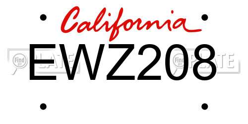 EWZ208 California License Plate
