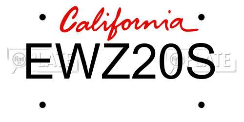 EWZ20S California License Plate