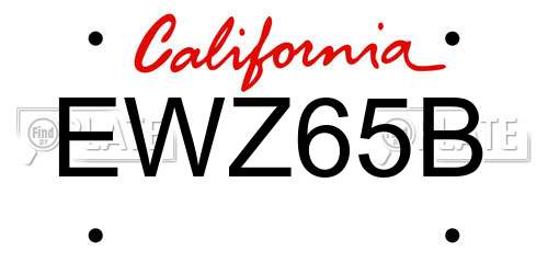 EWZ65B California License Plate