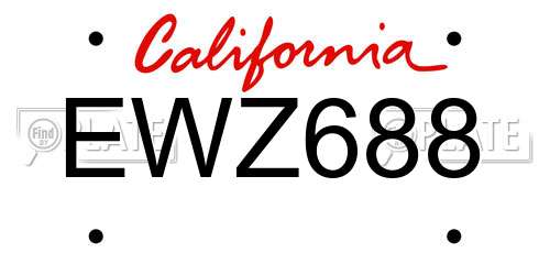 EWZ688 California License Plate