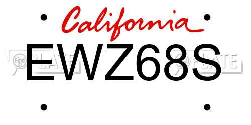 EWZ68S California License Plate