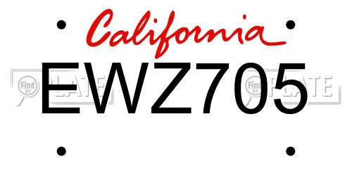 EWZ705 California License Plate