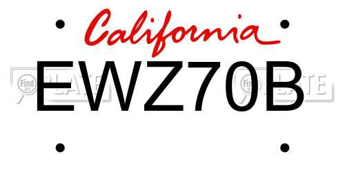 EWZ70B California License Plate