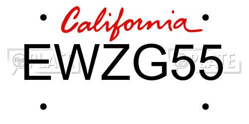 EWZG55 California License Plate