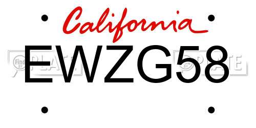 EWZG58 California License Plate