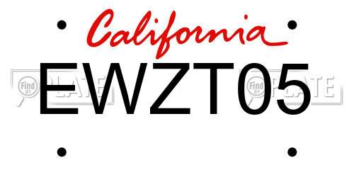EWZT05 California License Plate