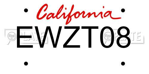 EWZT08 California License Plate