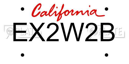 EX2W2B California License Plate