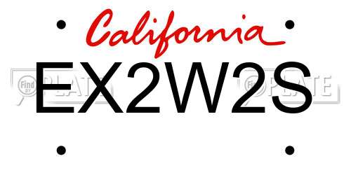 EX2W2S California License Plate