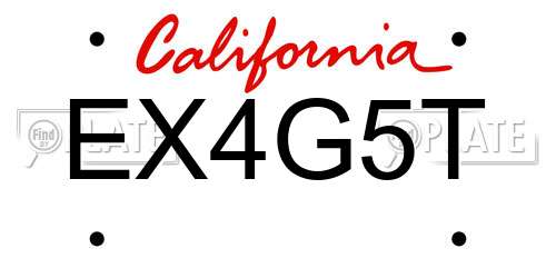 EX4G5T California License Plate