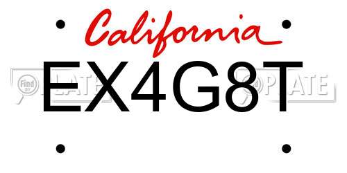 EX4G8T California License Plate