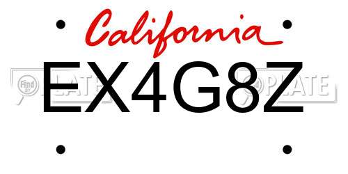 EX4G8Z California License Plate