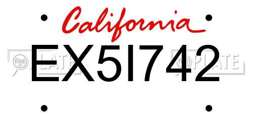 EX5I742 California License Plate