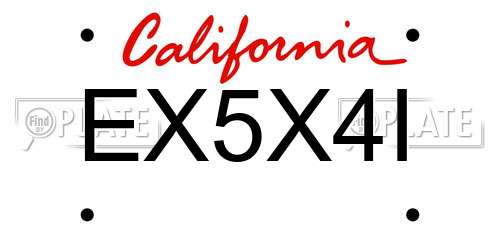 EX5X4I California License Plate