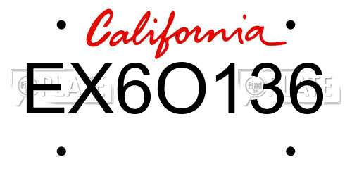 EX6O136 California License Plate