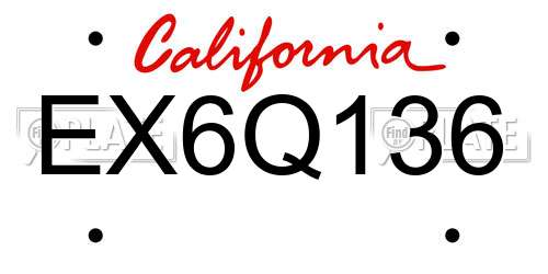 EX6Q136 California License Plate