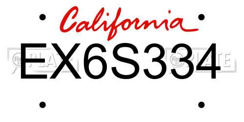 EX6S334 California License Plate