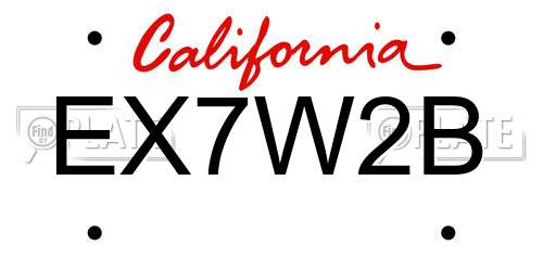 EX7W2B California License Plate