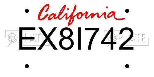 EX8I742 California License Plate