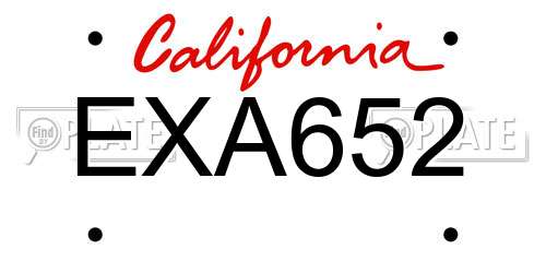 EXA652 California License Plate