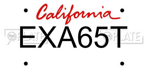 EXA65T California License Plate