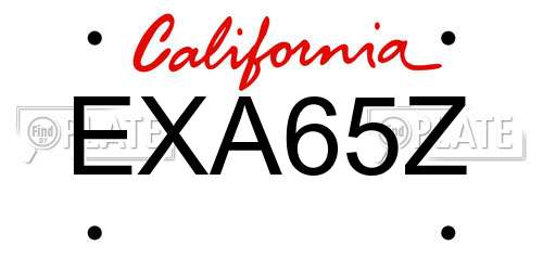 EXA65Z California License Plate