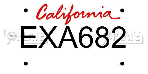 EXA682 California License Plate