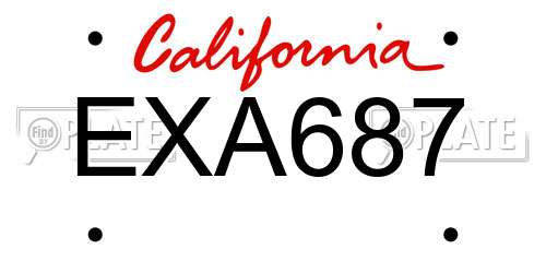 EXA687 California License Plate