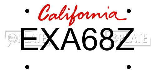 EXA68Z California License Plate