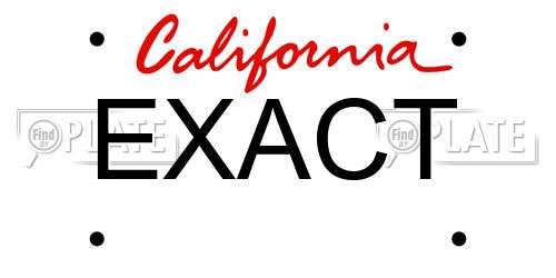 EXACT California License Plate