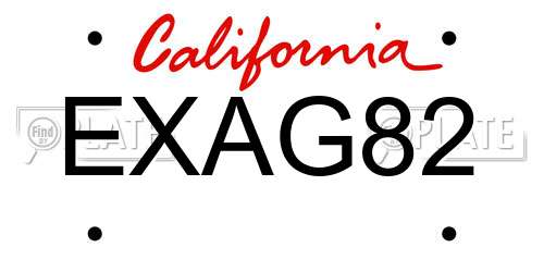 EXAG82 California License Plate
