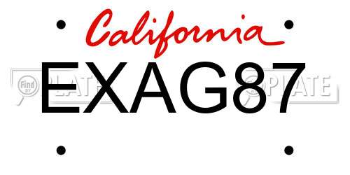 EXAG87 California License Plate