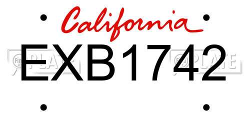 EXB1742 California License Plate