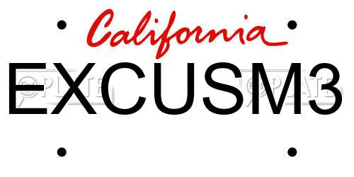 EXCUSM3 California License Plate