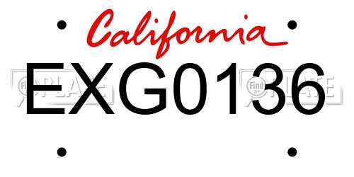 EXG0136 California License Plate