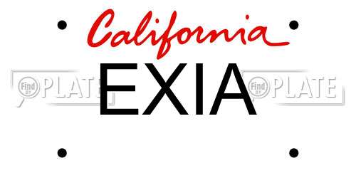 EXIA California License Plate