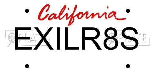 EXILR8S California License Plate