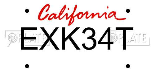 EXK34T California License Plate