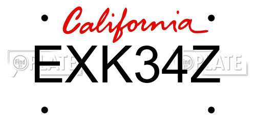 EXK34Z California License Plate