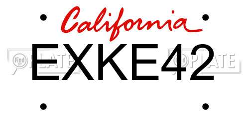EXKE42 California License Plate